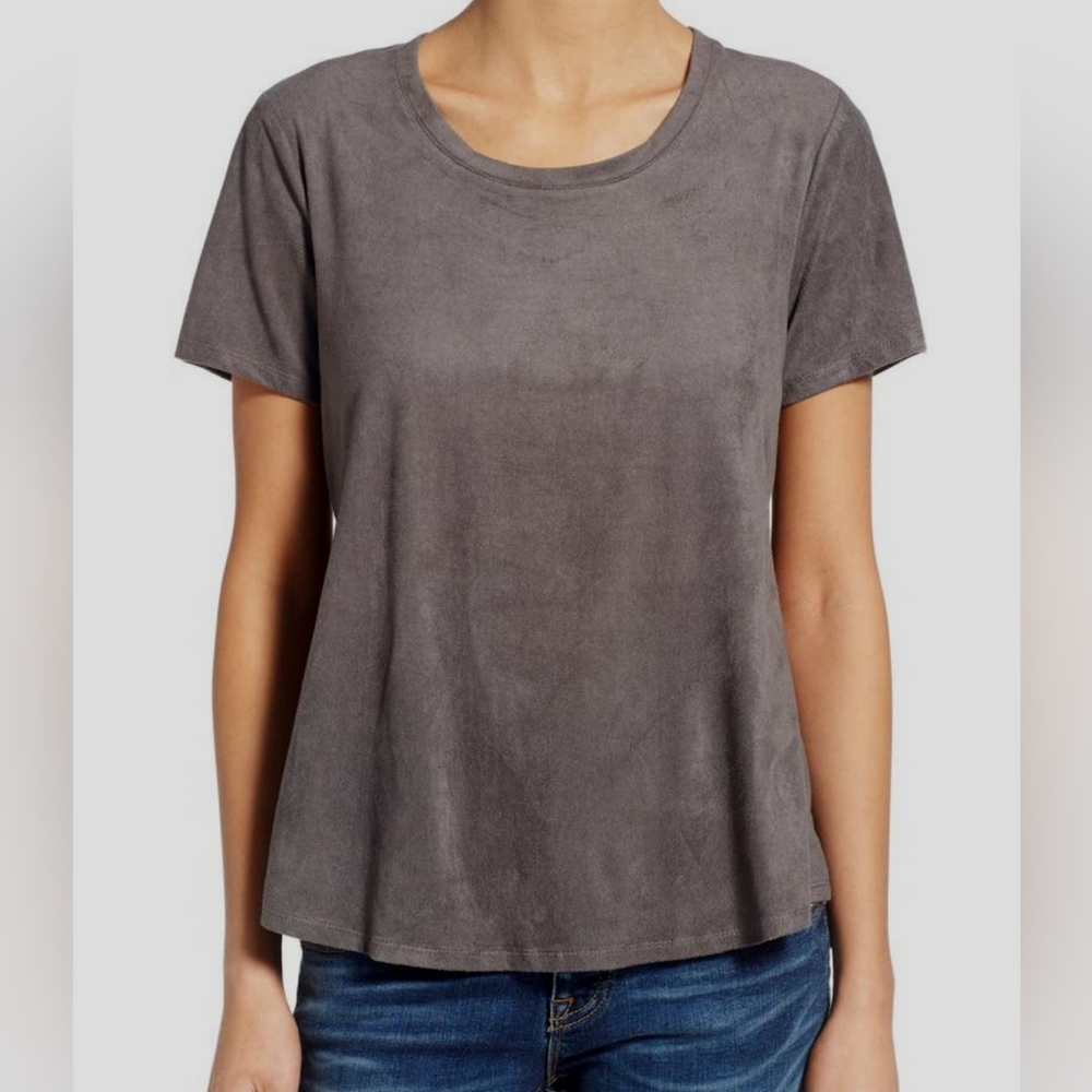 Love on a Hanger faux suede oversize tee, grey, medium